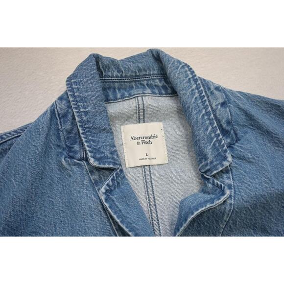 Abercrombie & Fitch Denim Jean Jacket Blue Rugged Womens Size Large - Picture 7 of 9